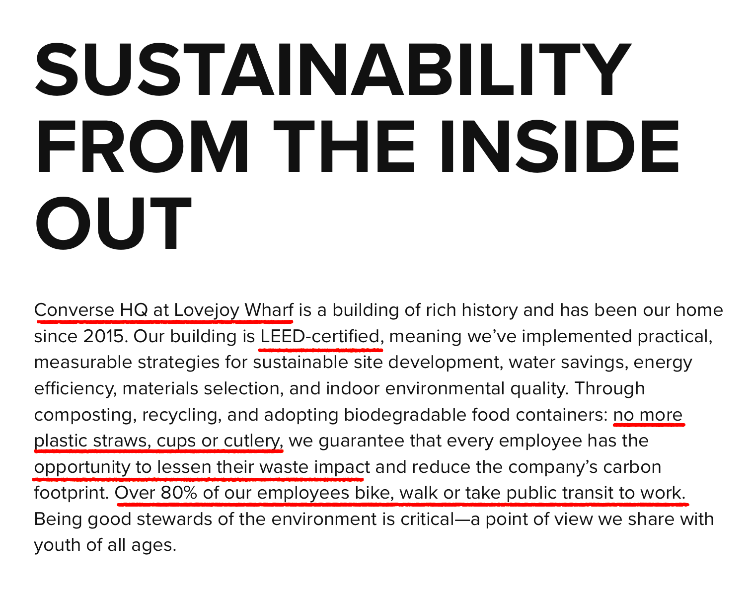 článek o udržitelných optařeních v kanceláři společnosti COnverse