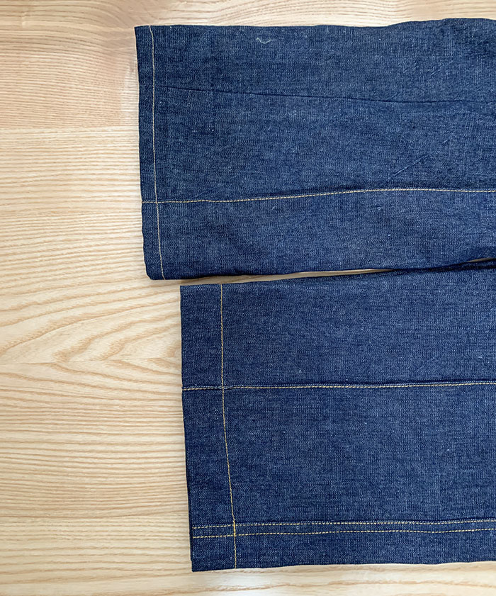 porovnání nohavice po prodloužení a před prodloužením